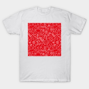 Christmas Doodles - Red and White T-Shirt